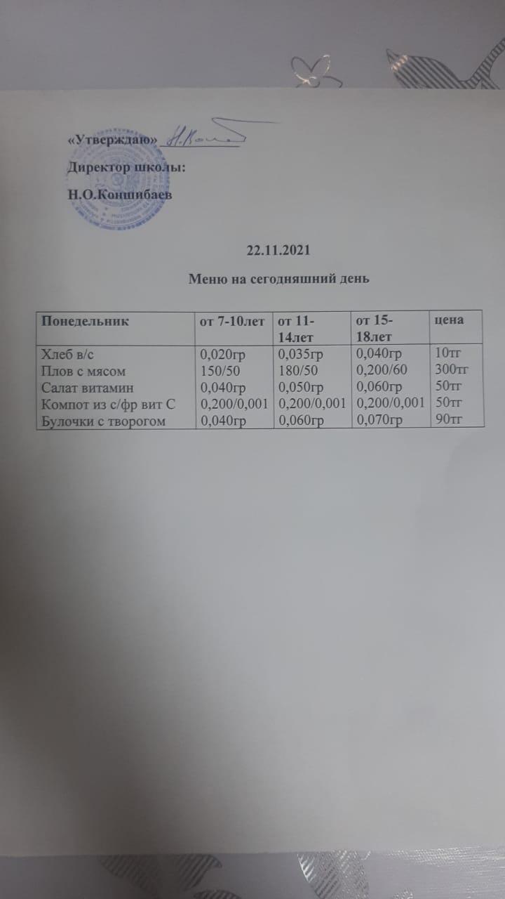 Ас мәзірі 22.11.2021ж