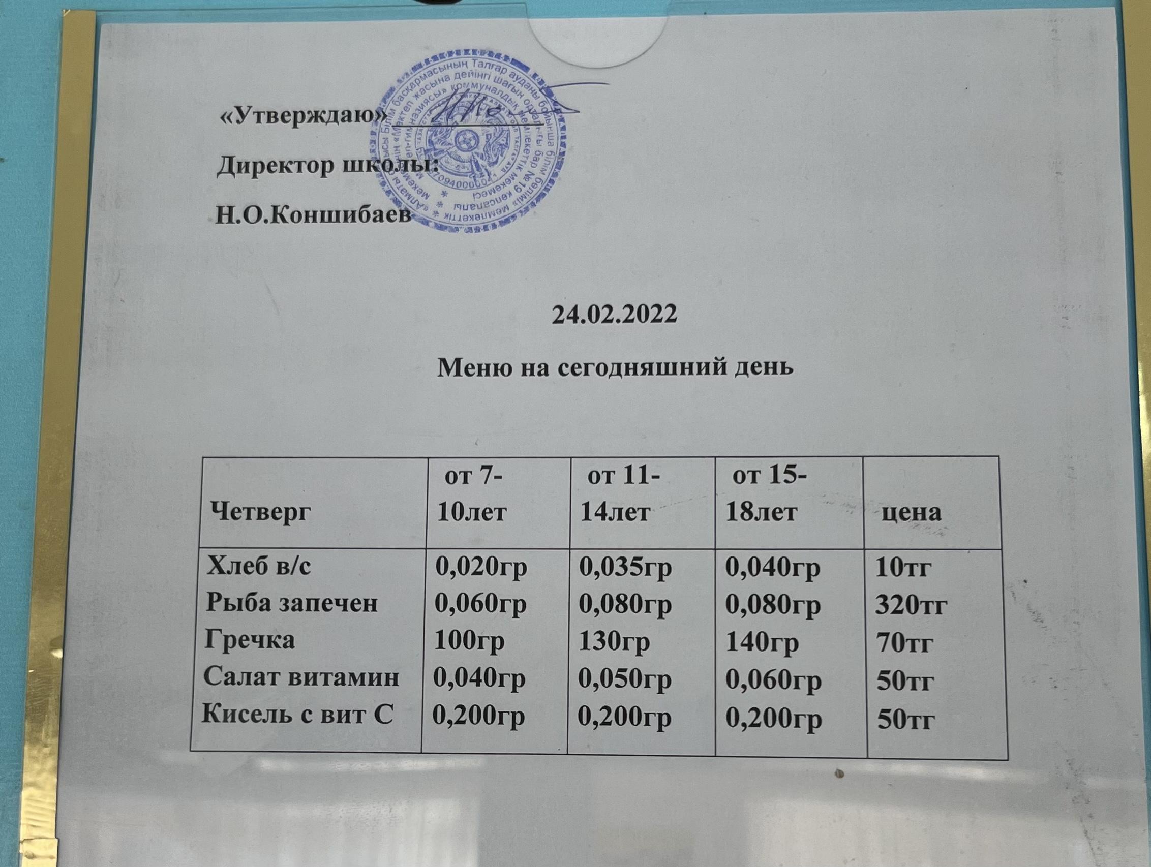 Ас мәзірі 21.02.2022ж - 25.02.2022ж