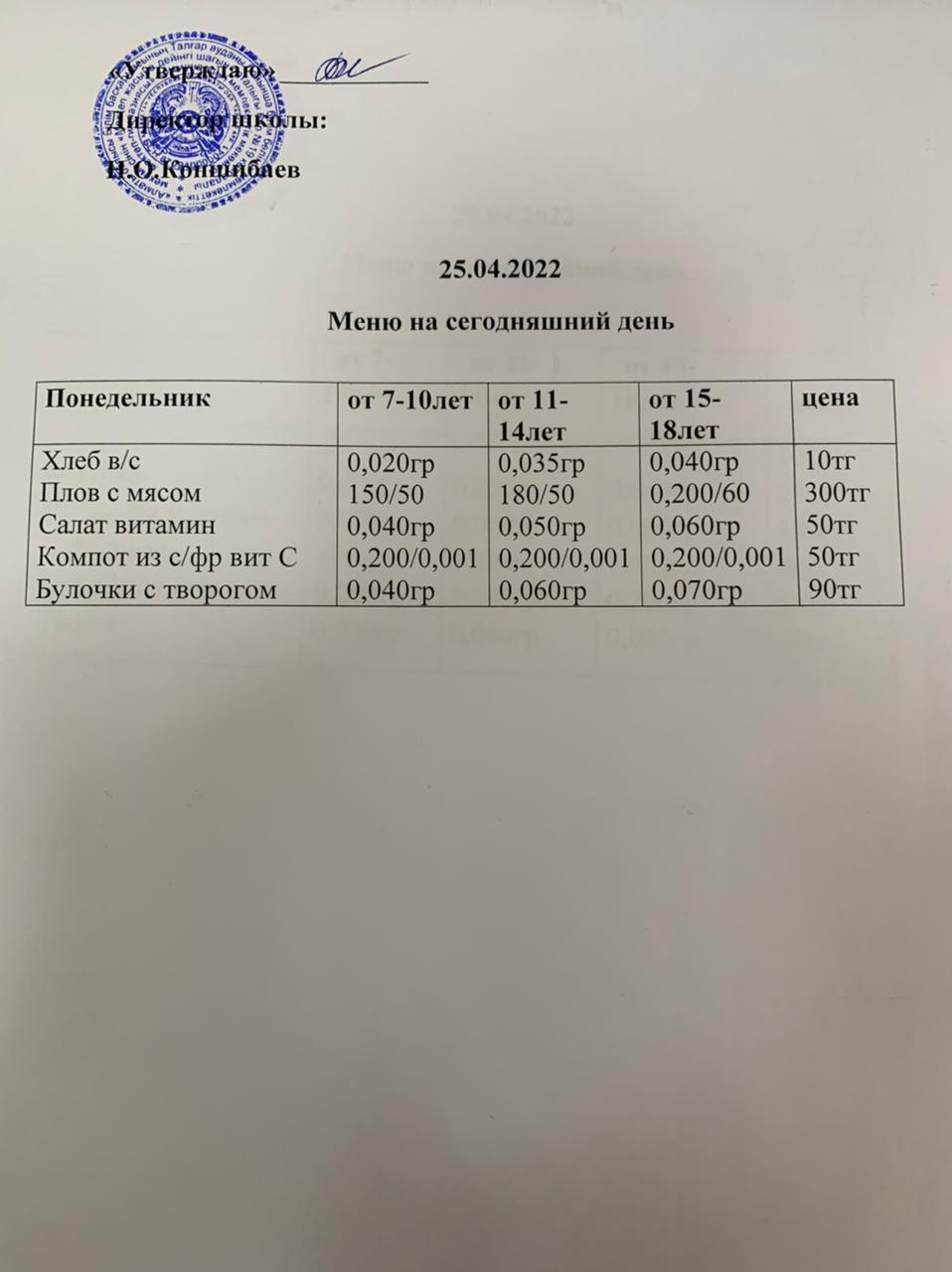 Ас мәзірі