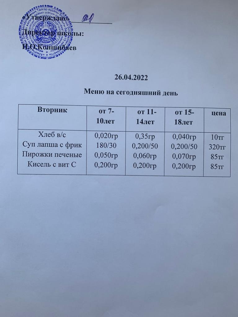 Ас мәзірі