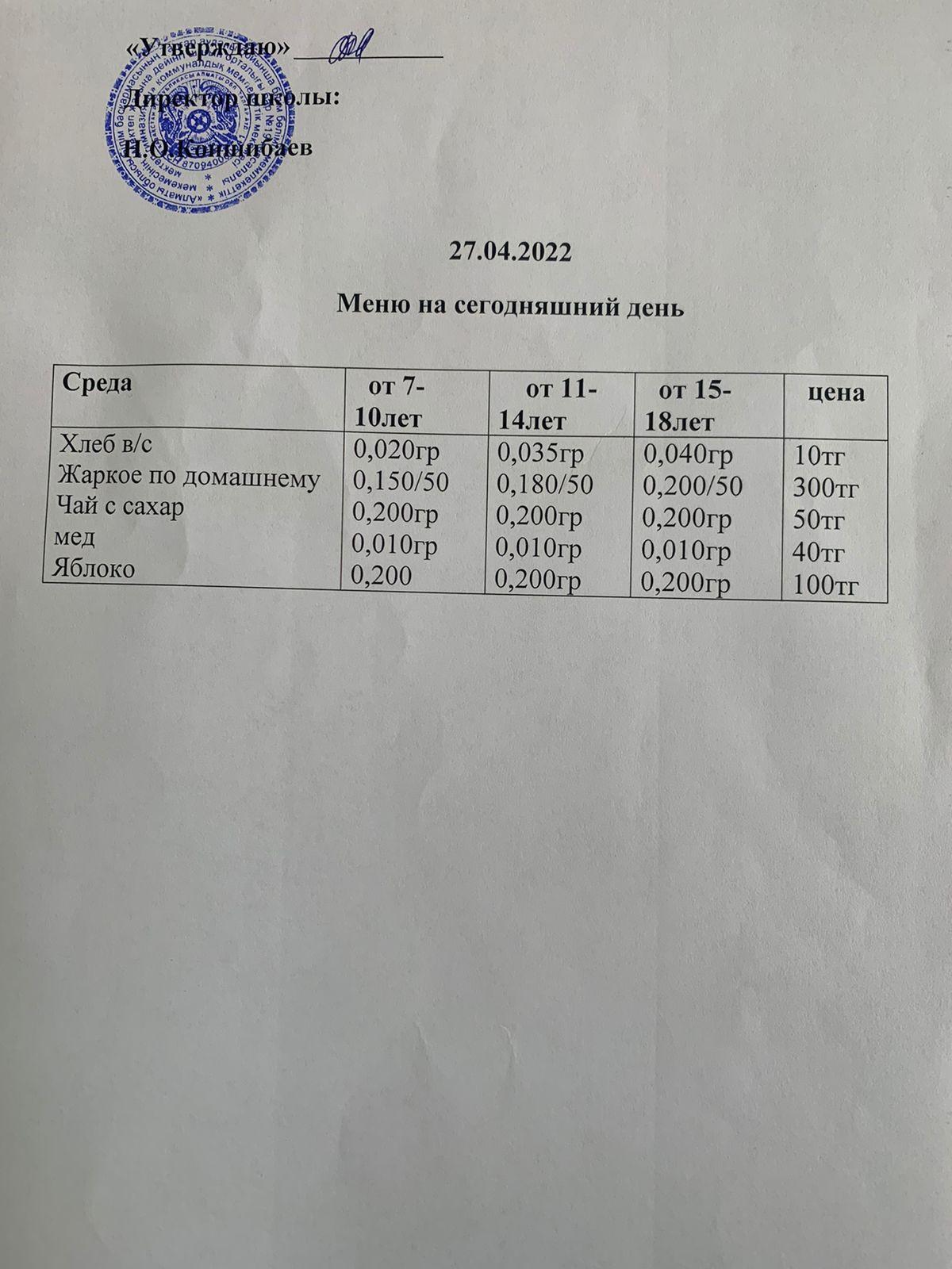 Ас мәзірі