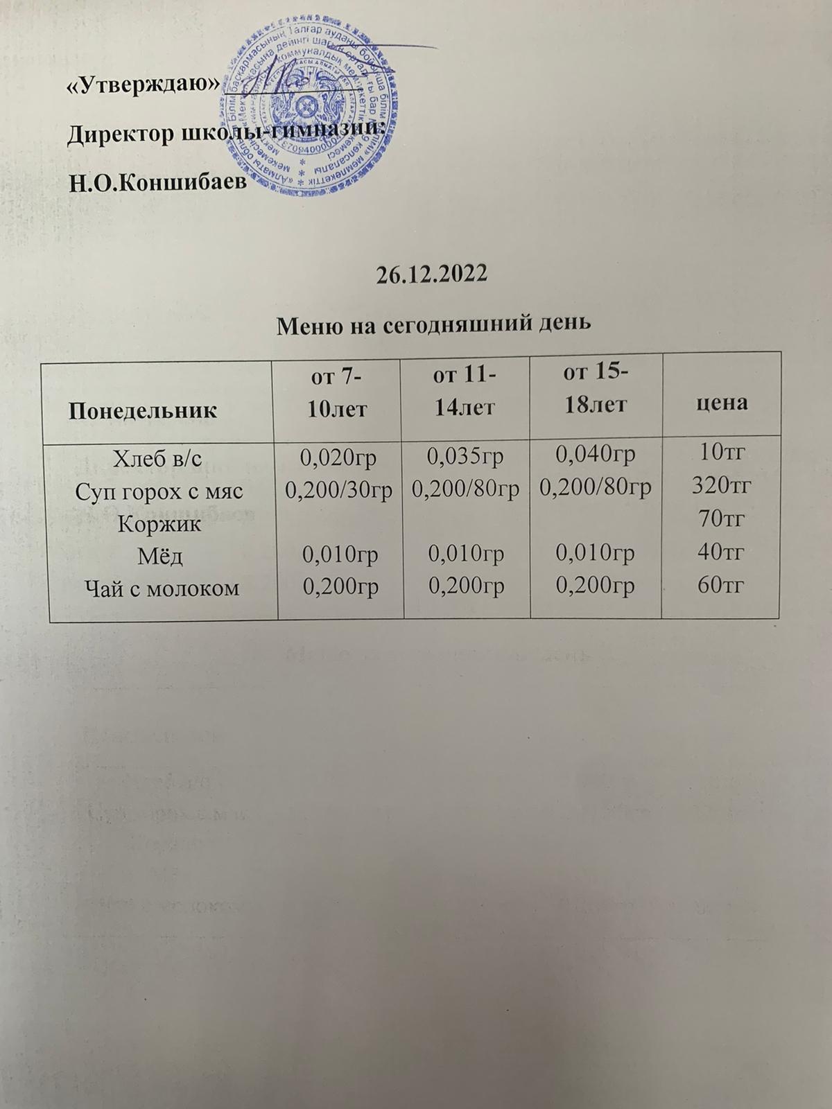 Ас мәзірі