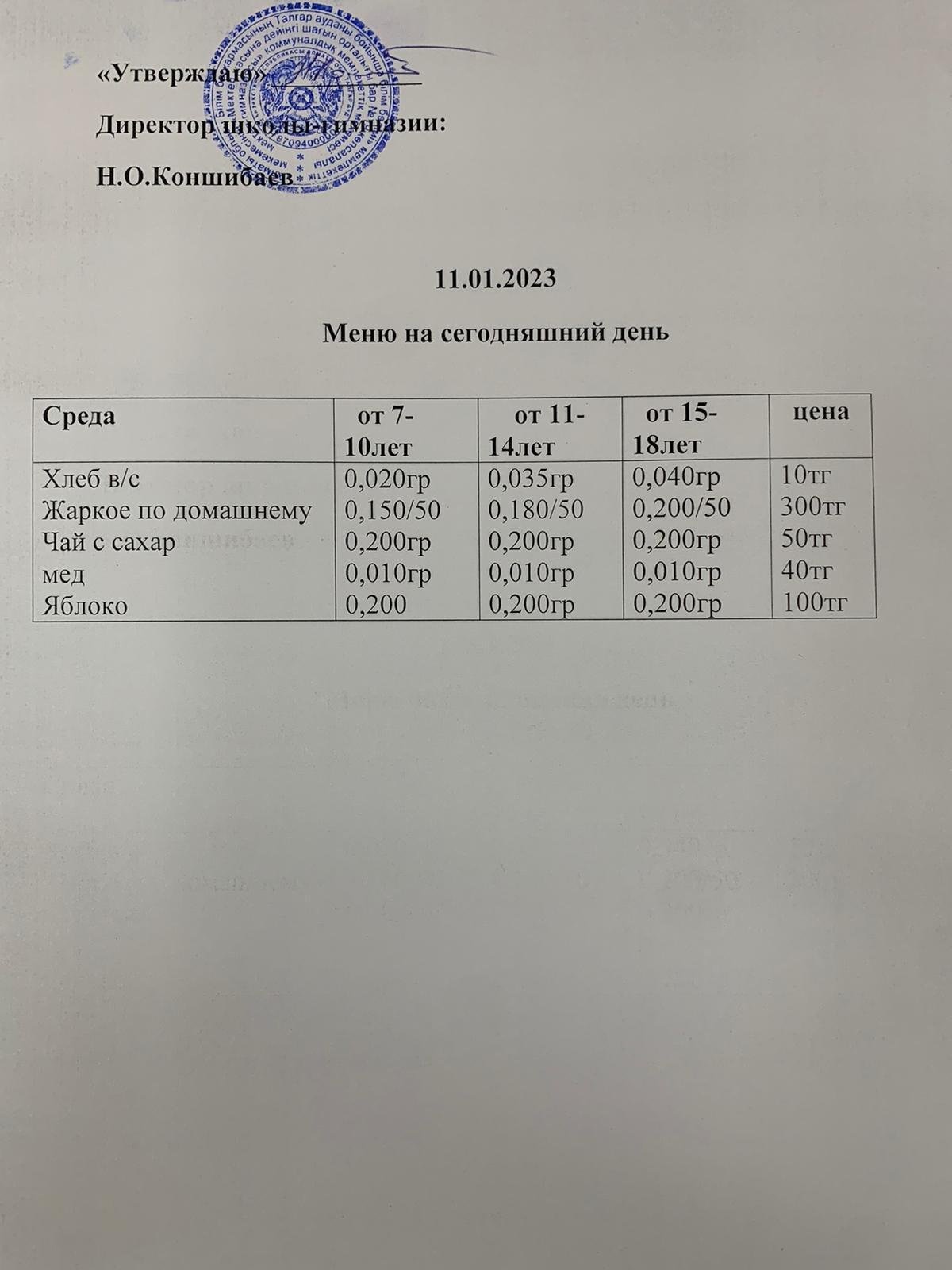 Ас мәзірі