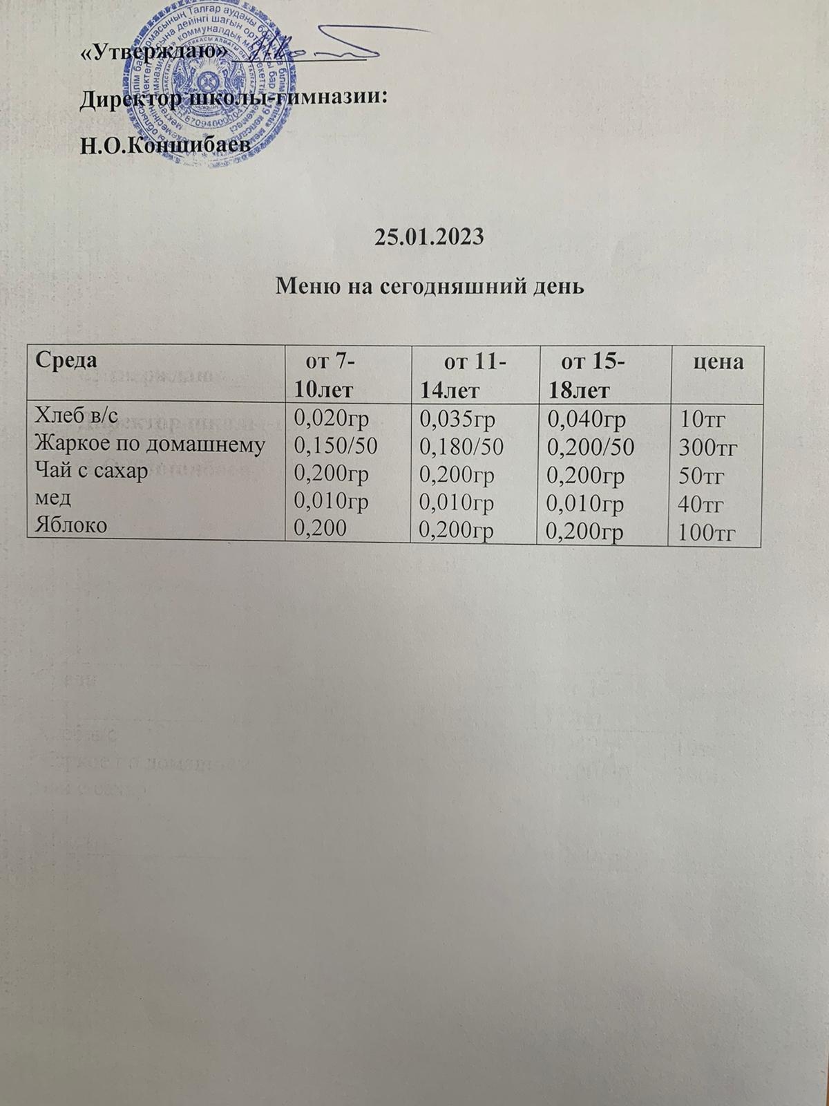 Ас мәзірі