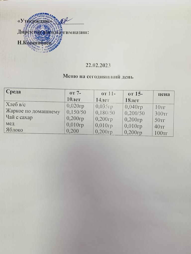Ас мәзірі