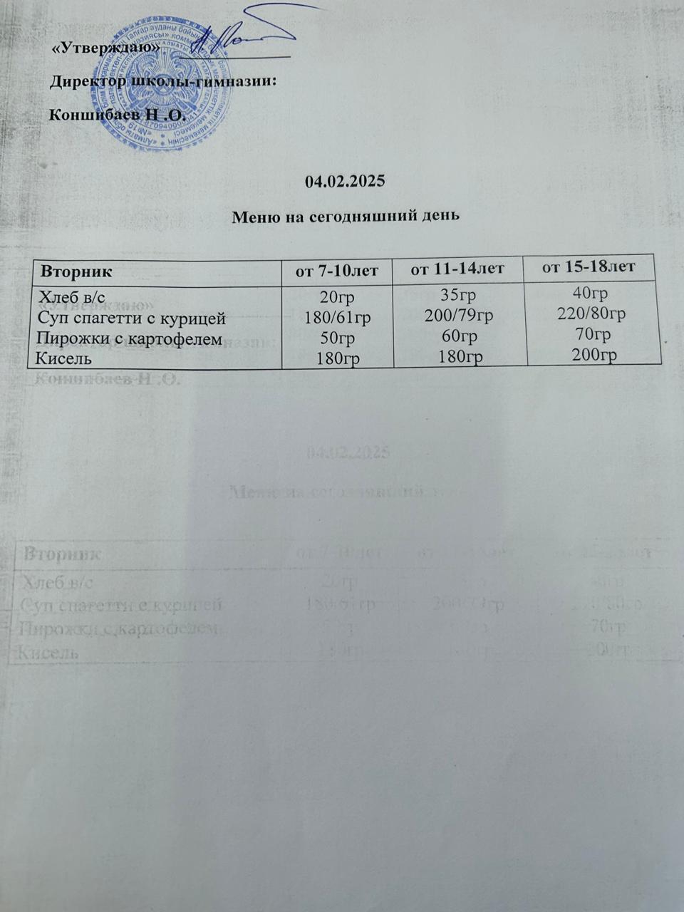 Ас мәзірі