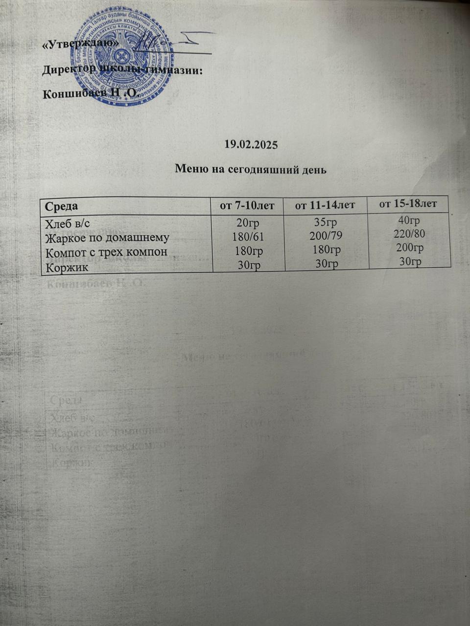 Ас мәзірі