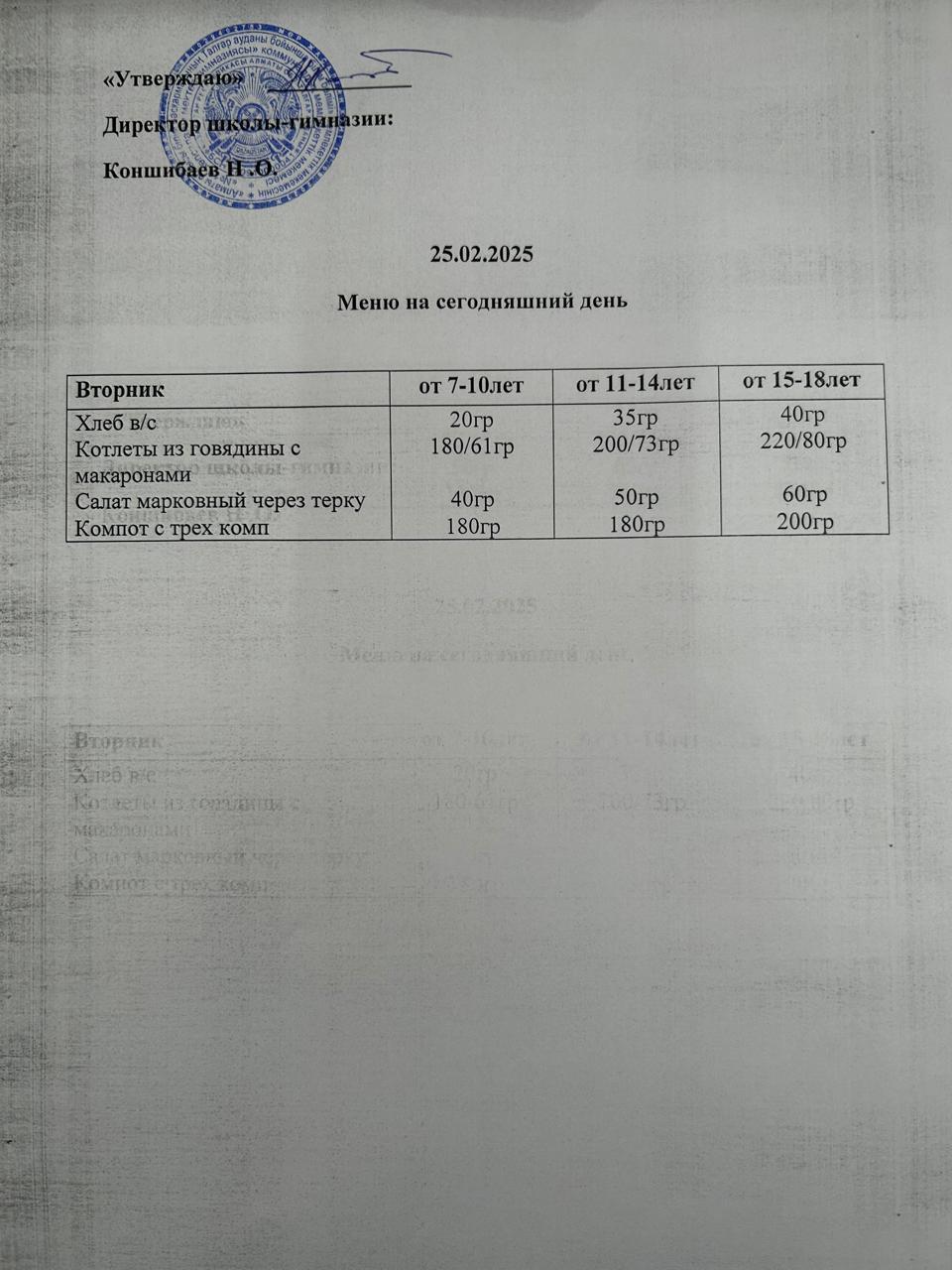 Ас мәзірі