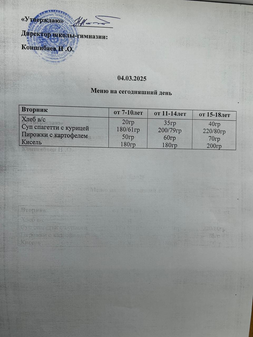 Ас мәзірі