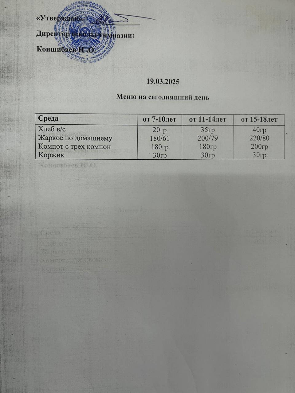 Ас мәзірі