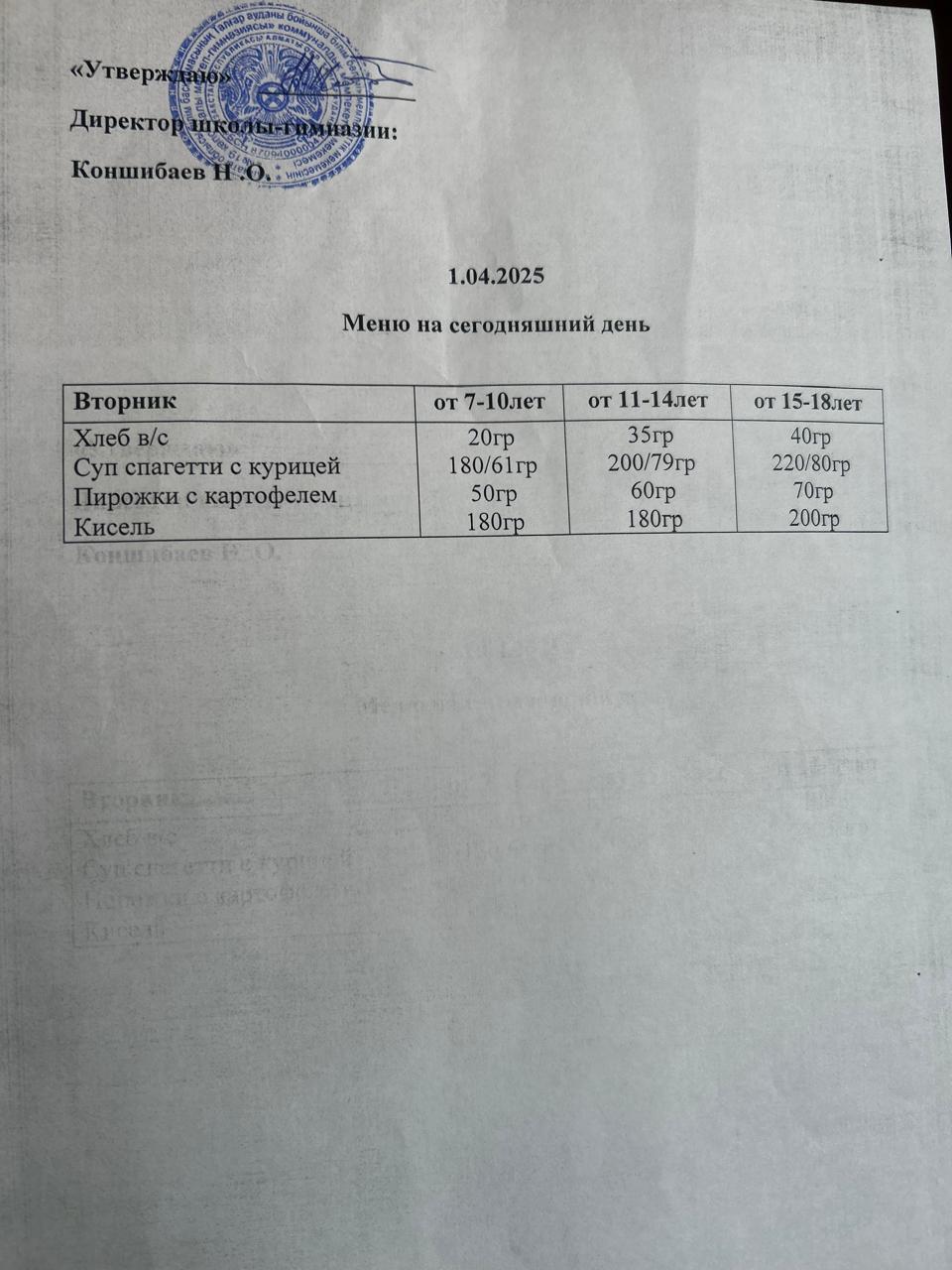 Ас мәзірі